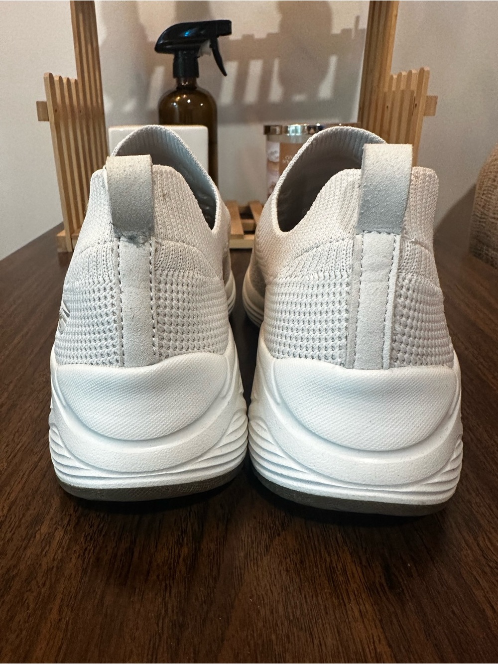 Skechers Women’s Off White Memory Foam Slip-On Knit Walking Sneakers - Picture 6 of 9